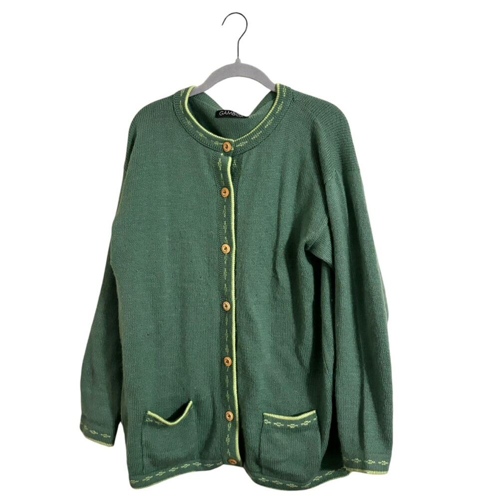 Gamboa Green Alpaca Pocket Cardigan Large